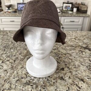 Vintage Tweed‎ Bucket Hat 100% Flax  size Medium 18" Retro 4107